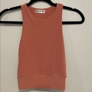POPULAR 21 • Coral/Peach Cropped Racerback Top • Small